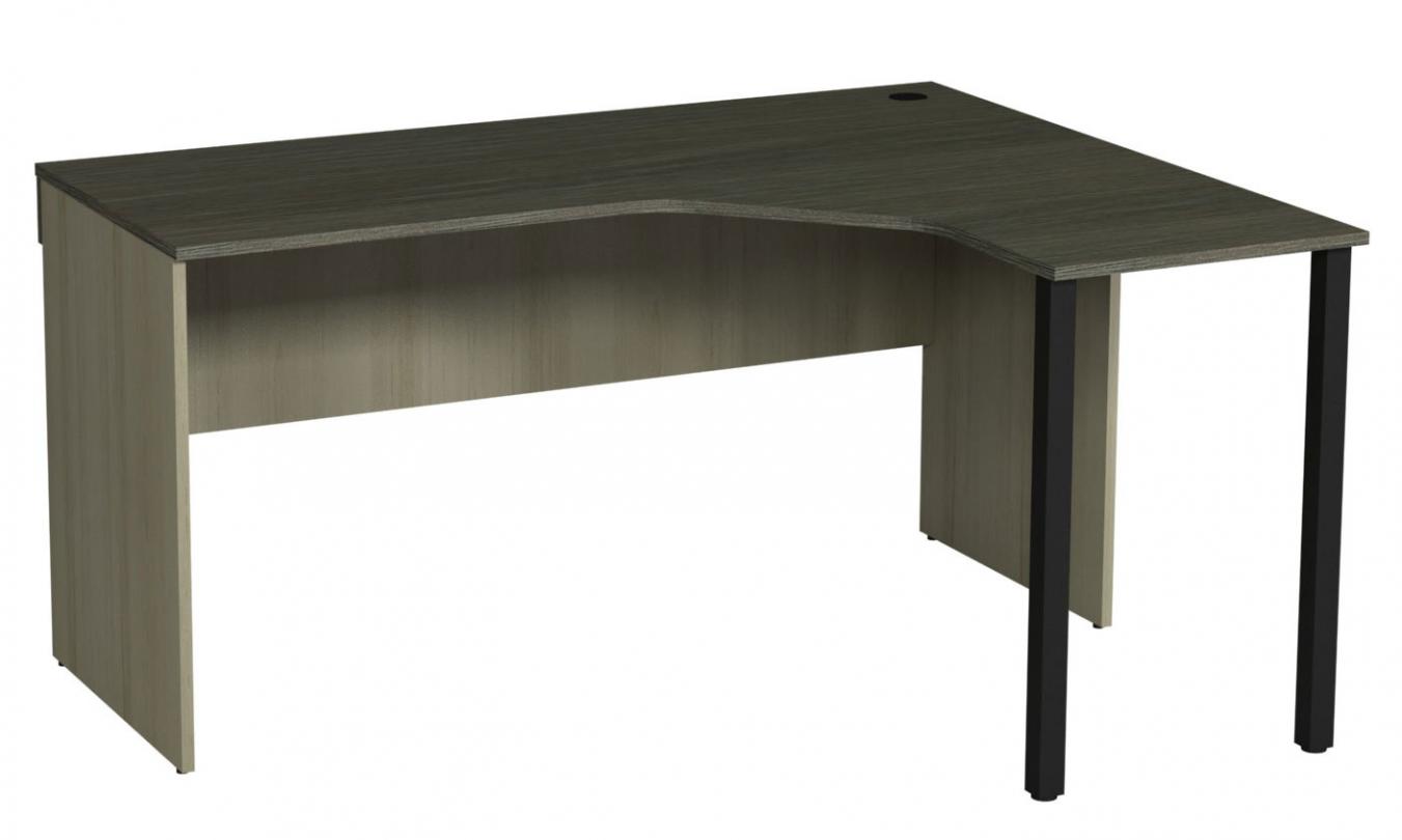 Стіл кутовий (правий), комплектуються опорами з металевої труби,з отворами для проводів офісної техніки,(АЛМАНТ), 1500х1200х750мм.